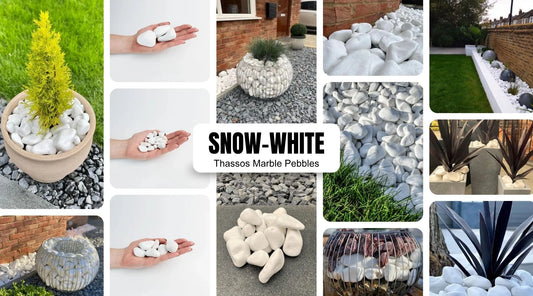 Snow-White Thassos Marble Pebbles — Elegant, Snow-Like Pebbles