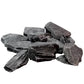 Black slate gravel 30-60mm decorative garden stones on white background, ideal for UK landscaping, paths, and driveways.