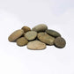 Stack of porto flat mosaic pebbles on a white background