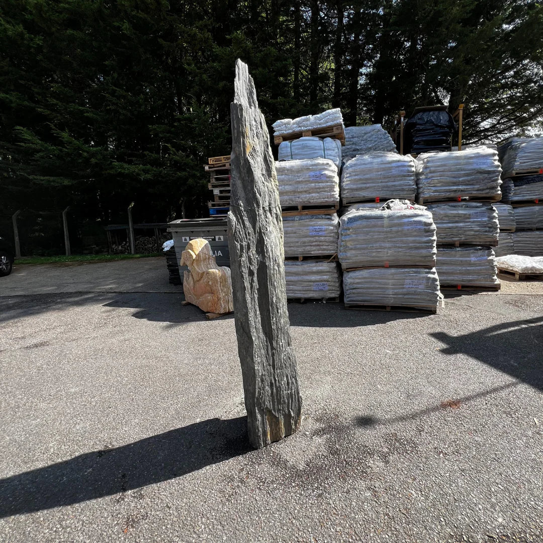 Handpicked MON-063 natural stone monolith from Stones4Gardens UK, showcasing unique natural layers and colour tones.