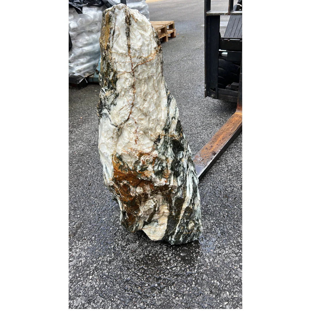 Heavy natural stone monolith weighing 138 kg, designed as a striking feature for UK garden décor.