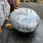 Leylak Pillow marble monolith carved from natural stone, featuring smooth grey veining for elegant UK garden design.