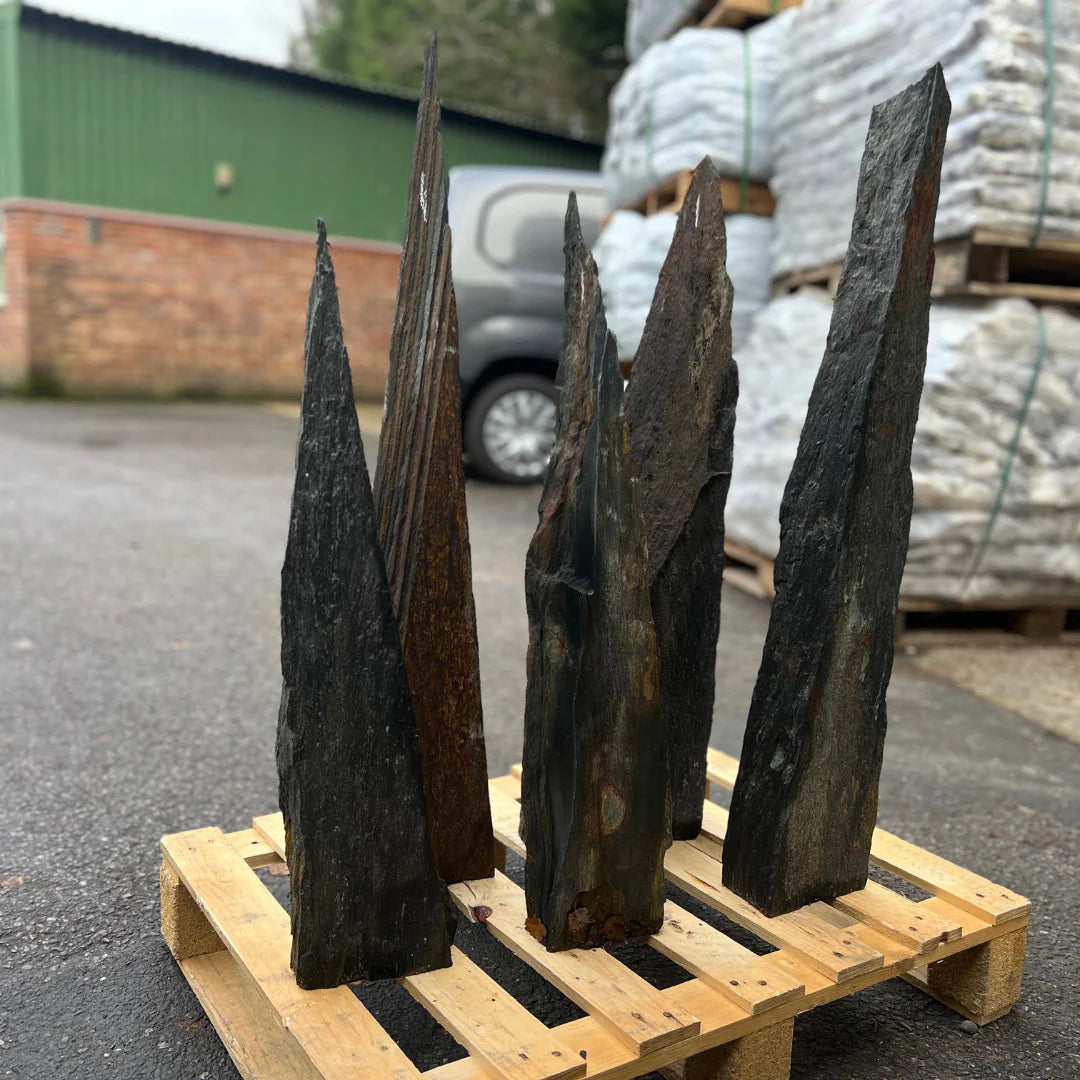 Pack of 5 mini shale garden stones MON-059, featuring layered textures and deep earthy tones for decorative landscapes or interiors.