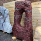 Natural Onyx stone monolith for UK gardens, combining raw stone texture with smooth flamingo-inspired colour tones.