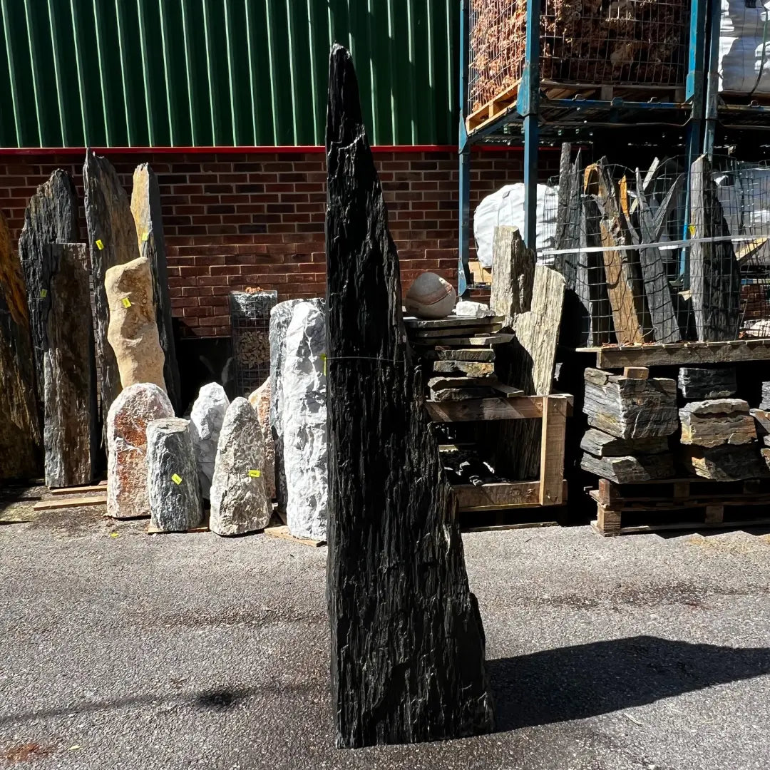 Monolith MON-062 garden stone display, a 176 cm tall feature crafted from solid natural stone in the UK.