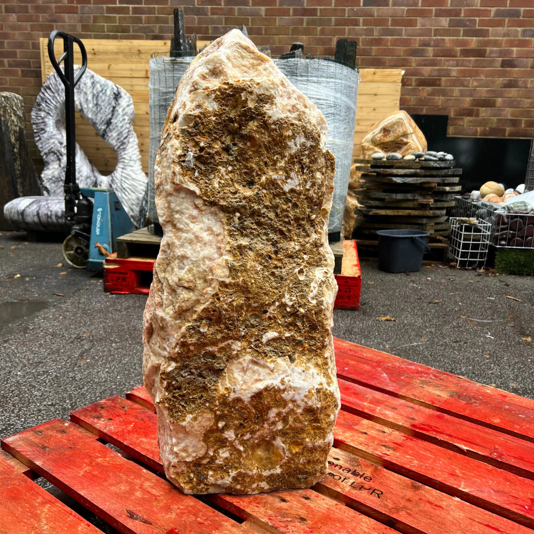 Natural garden stone feature in earthy colours, part of Stones4Gardens’ premium UK garden stones collection.