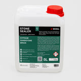 A 5L white plastic container of EKSIL Stone Sealer for gypsum sandstone brick, featuring a red cap and a black and green label with product details.