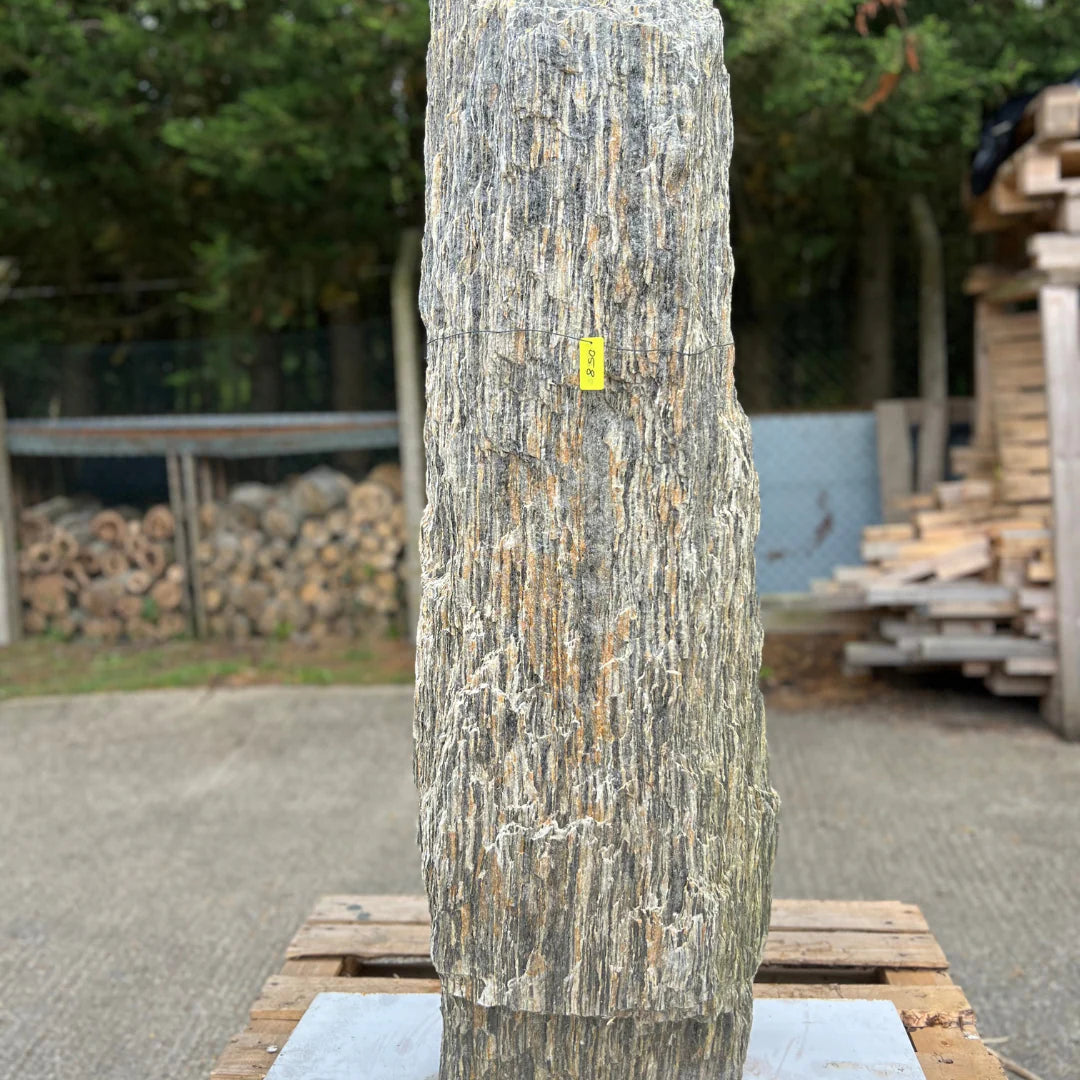 Tall garden stone monolith MON-058 with vertical striations, perfect for enhancing modern and natural landscape designs.