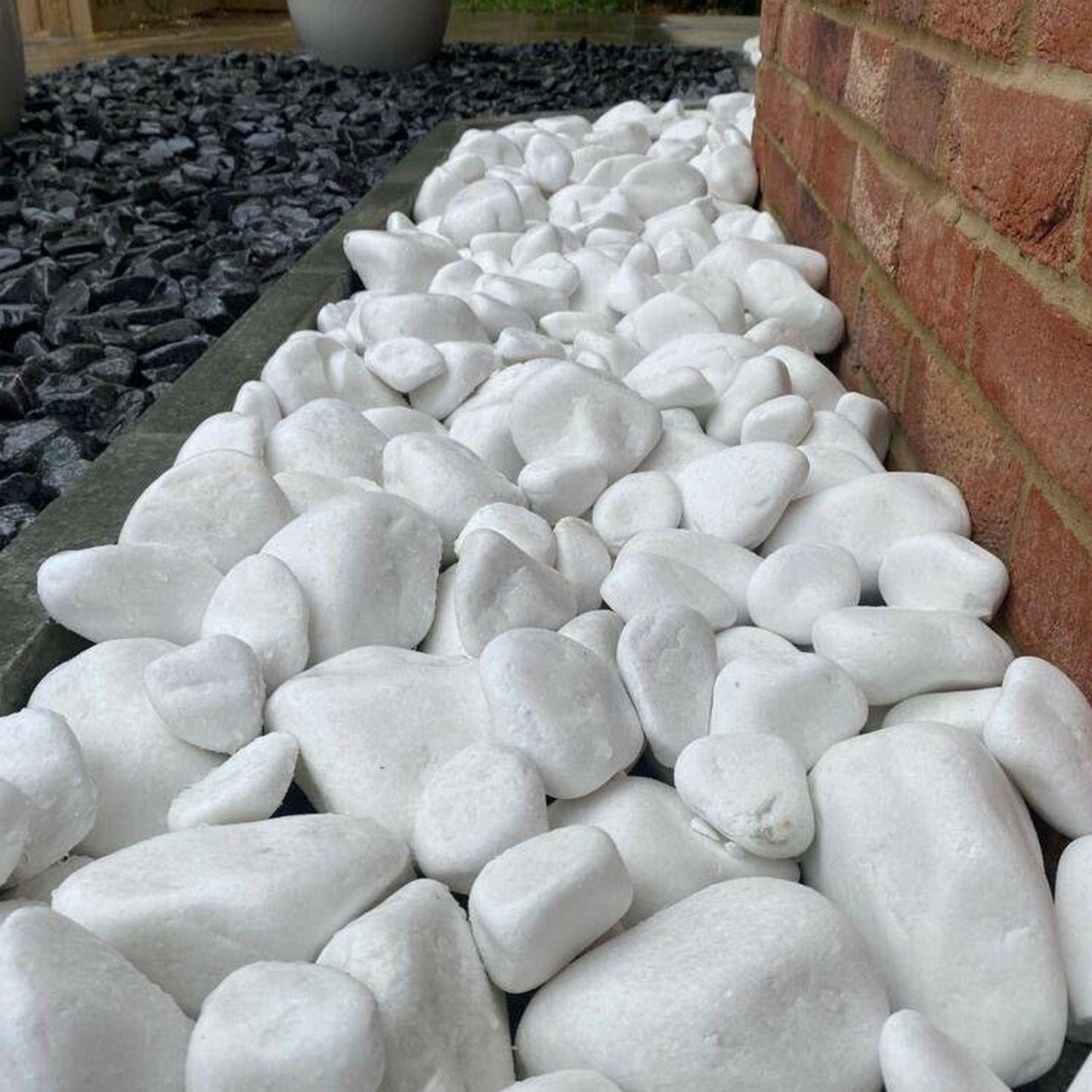 Snow-White Thassos Marble Pebbles-Pebble-Stones4Gardens-10 x 20 kg ( approx 200 kg )-30/60 mm-stones4gardens