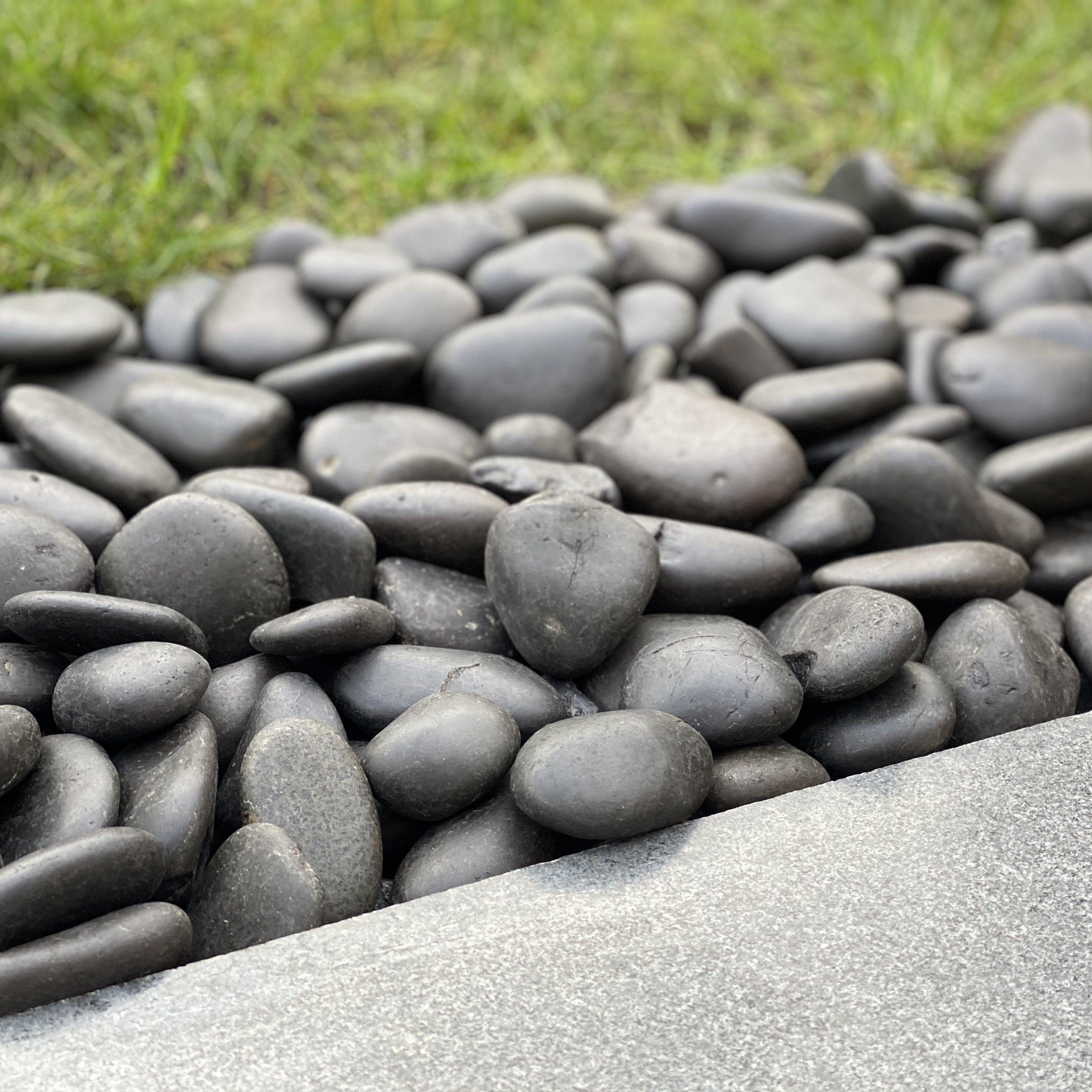 Black Polished Pebbles visit Stones4Gardens