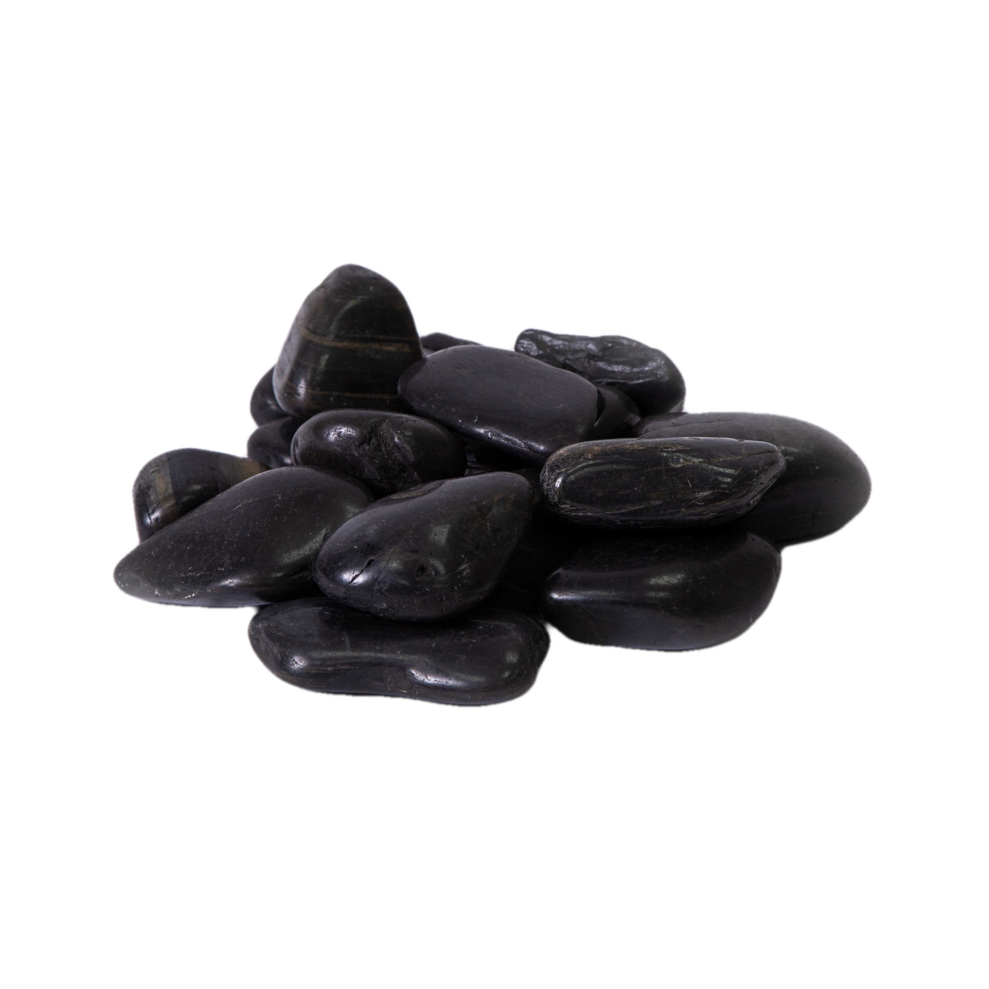 Black Polished Pebbles visit Stones4Gardens